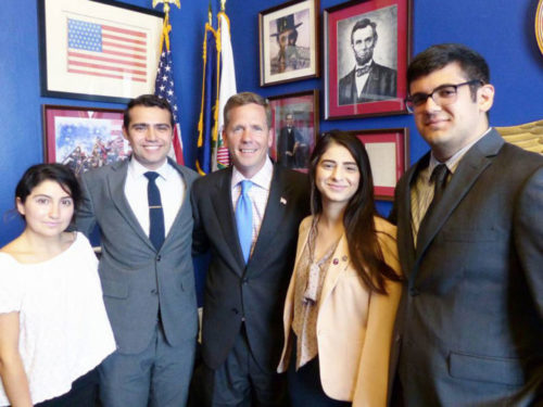 The ANCA's Leo Sarkisian Interns with Congressional Armenian Caucus Co-Chair Robert Dold (R-IL) after a discussion on Artsakh freedom, the US-Armenia relationship, US policy on the Armenian Genocide, and life on Capitol Hill.