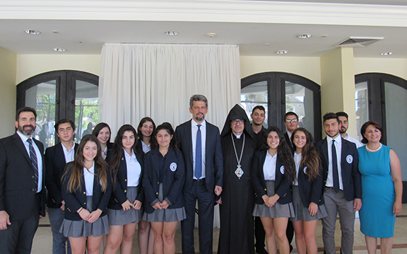 Garo Paylan, an Armenian Member of Turkey's Parliament, met with Mesrobian High School students after attending church services Sunday. Students asked Paylan questions about his inspirations, his fears, and what he plans to do in the future.