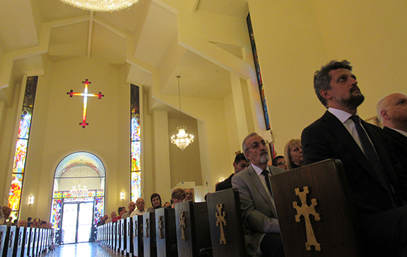 Garo Paylan attended church services at Holy Cross Armenian Apostolic Cathedral in Montebello, California