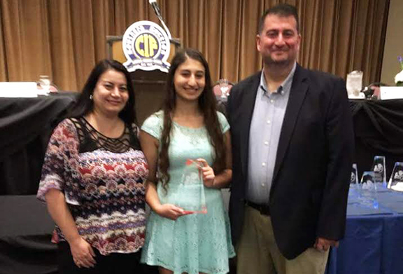 Eva Mooradian receives award for California Interscholastic Federation (CIF) Southern Section's "Champion for Character” 