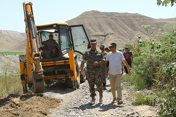 Tractors were deployed to clear the road for renovations