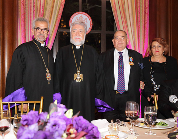 Mr. and Mrs. Hacop and Hilda Baghdassarian with Aram I