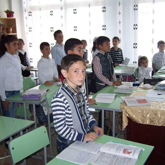 Student in school in Gagarin, Armenia, furnished by ASF (Photo: ASF Photo Archives, 2016)