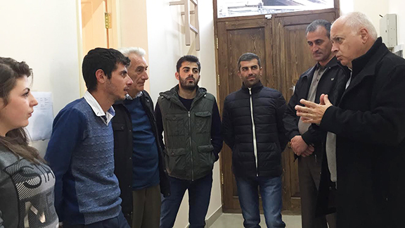 Daron Der Khatchadourian, Representative of the ARF Western US, speaking to Armenian Youth Federation members of Gyumri, Armenia