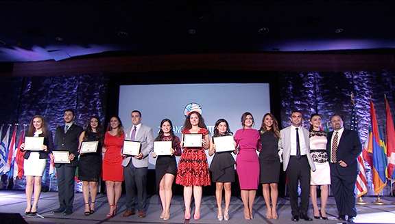 ANCA-WR Executive Director Elen Asatryan, ANCA-WR staff members Tereza Yerimyan, Haig Baghdassarian, Esq., Simon Maghakyan, and former staff Anna Arakelyan and Tatev Oganyan recognized the 2016 ANCA Western Region, Hye Votes, and ANCA Leo Sarkisian Internship Program participants 