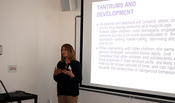Dr. Jeannine Topalian during her presentation on Behavior Interventions (observation-objectives, ABC's)