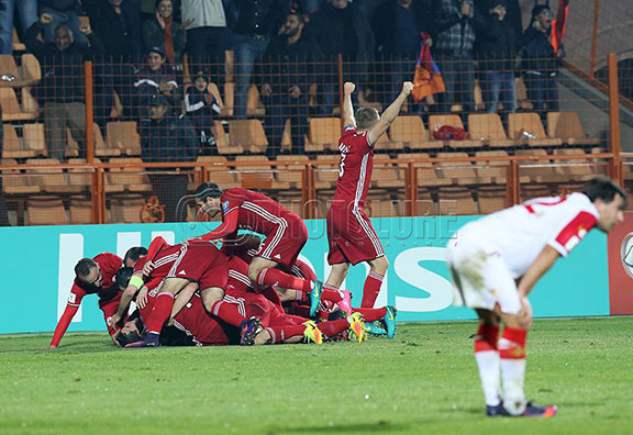 Scene after Armenian goal (Photo: Photolure/Vahram Baghdasaryan)