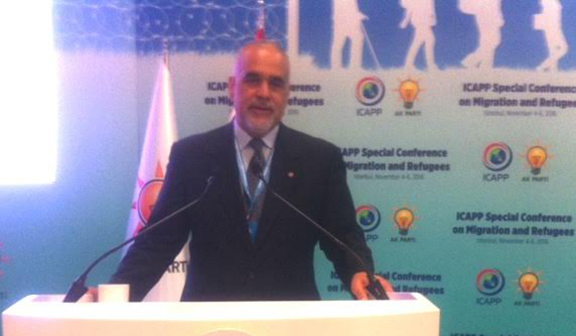 Raffi Hovannisian during conference in Istanbul on Migration and Refugees organized by the International Conference of Asian Political Parties 