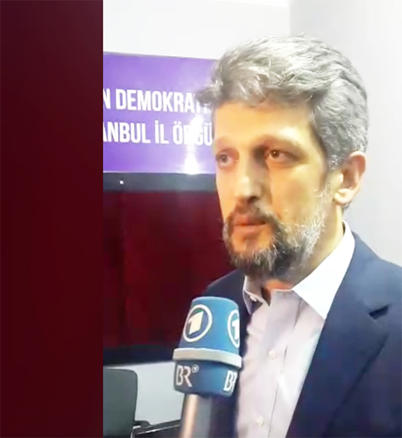 Armenian member of the Turkish parliament Garo Paylan speaks to reporters after HDP leaders were arrested