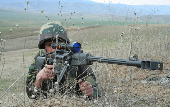 An Artsakh soldier on the frontline