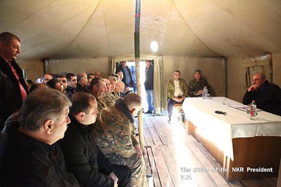 President Sahakyan visits Talish on Nov. 30, 2016 to discuss resettlement process for displaced residents (Photo: president.nkr.am)