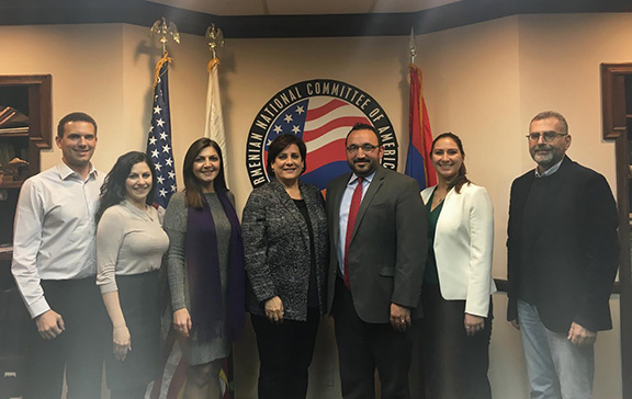 ANCA-WR and Local Leaders with Karo Torossian from Left:  ANCA Sunland-Tujunga Board Members Aris Hovasapian and Anna Aroutounian, ANCA-WR Executive Director Elen Asatryan and Chair Nora Hovsepian, LA City Council District 7 Candidate Karo Torossian, ANCA-WR Government Affairs Director Tereza Yerimyan and Boardmember Sako Berberian.