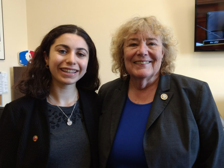 Rep. Zoe Lofgren (D-CA) with constituent Marie Papazian.