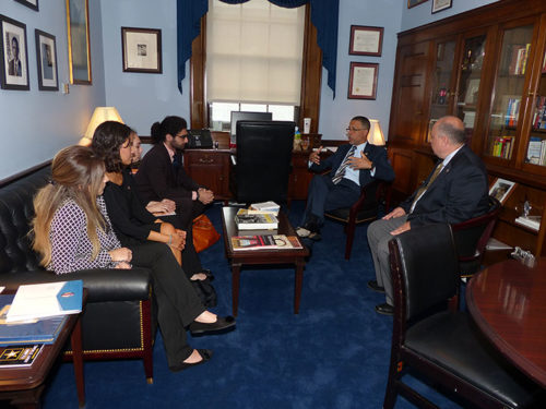 The ANCA Eastern Region team, led by ANCA National Board Member Greg Bedian, offering updates on US-Armenia relations to Rep. Anthony Brown of Maryland's 4th Congressional District.