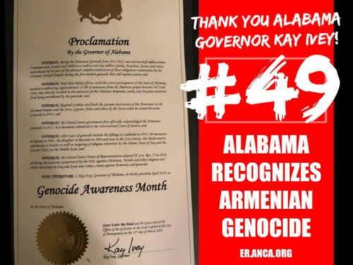 Armenian Genocide Recognition Proclamation by Alabama Governor 2019