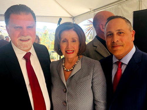 Speaker Nancy Pelosi (D-CA) with ANCA Chairman Raffi Hamparian and long time ANCA advocate Mike Mahdesian following passage of H.Res.296.