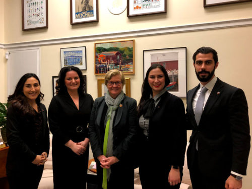 Author and human rights advocate Anna Astvatsaturian Turcotte with House Appropriations Committee member Chellie Pingree (D-ME), and ANCA Government Affairs Director Tereza Yerimyan, and ANCA Capital Gateway Fellows Ani Mard and Arameh Vartomian.
