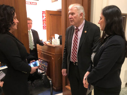 The ANCA’s Tereza Yerimyan with author and human rights advocate Anna Astvatsaturian Turcotte, who shared her story of survival of the Baku pogroms with House Foreign Affairs Committee Member Steve Chabot (R-OH). Rep. Chabot serves as Co-Chair of the Congressional Turkey Caucus.