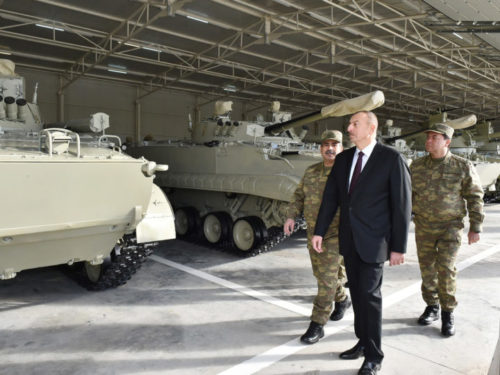 Azerbaijani President Ilham Aliyev, seen here at a military base in Azerbaijan. The ANCA remains concerned that the proposed $100 million in U.S. military aid to Azerbaijan would add equipment, tactical abilities, and offensive capabilities to the Azerbaijani arsenal, while freeing up its own state resources for renewed cross-border action against Artsakh and Armenia.