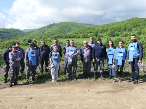 The ANCA and ANC Artsakh teams on the field with The HALO Trust Artsakh directors and deminers.