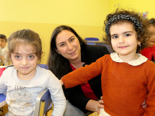 ANCA Government Affairs Director Tereza Yerimyan with children at the ARS Soseh Kindergarten