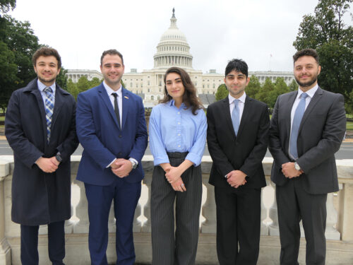 The Fall 2024 Hovig Apo Saghdejian Capital Gateway Program cohort with ANCA Programs Coordinator Nareg Mesrobian.