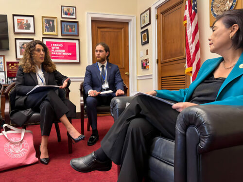 ANCA Western Region Board Member Lara Yeretsian led a discussion with Rep. Judy Chu (D-CA), urging her to support U.S. sanctions on Azerbaijan, the release of all Armenian POWs, and expanded federal support for genocide education as a way to secure justice and prevent future atrocities.