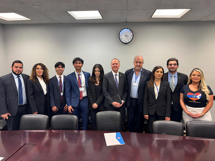 ANCA Western Region Chairman Oshin Harootoonian and California-based advocates urged Senator Adam Schiff (D-CA) to continue championing Artsakh justice and Armenia security by pressing for sanctions on Azerbaijan, demanding the release of Armenian POWs, and advancing U.S. investment in genocide education as a cornerstone of justice.