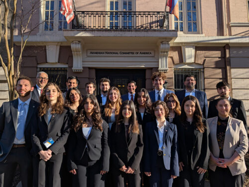 2025 ANCA Rising Leaders Session 2 participants with the ANCA DC and regional team members at the ANCA National headquarters, preparing to kick off the Lucine Kouchakdjian Capitol Hill Day.