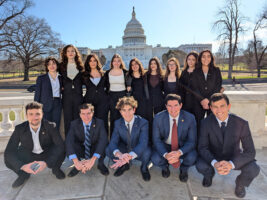2025 Rising Leaders Session 2 participants on the U.S. Capitol steps between Congressional meetings during the Lucine Kouchakdjian Capitol Hill Day.