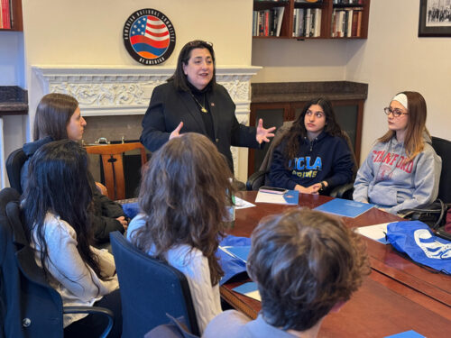 ANCA Elizabeth Chouldjian shares the importance of civic engagement and the role of Armenian Americans as ambassadors of the Armenian Cause in a discussion with Rising Leaders Session 2 participants.