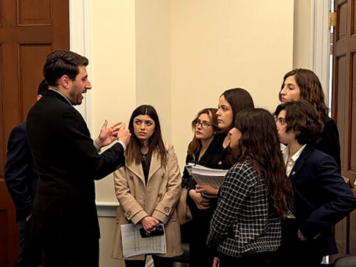 Congressional Armenian Staff Association member Alex Keledjian offers Rising Leaders advice on Capitol Hill career opportunities during Lucine Kouchakdjian Capitol Hill Day.