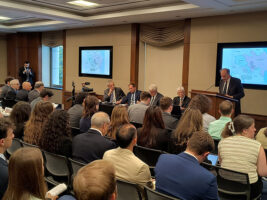 Mark Milosch, Congressional Staff Director for Congressman Chris Smith (R-NJ), opened the Capitol Hill briefing on the Swiss Peace Initiative.
