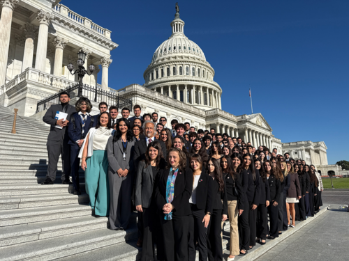 Armenian American advocates from more than 30 states gather on the U.S. Capitol steps on September 15, before a day of Congressional policy consultations on Armenian hostage release, the return of Artsakh's forcibly displaced, and enforcement of the Section 907 ban on U.S. military aid to Azerbaijan.
